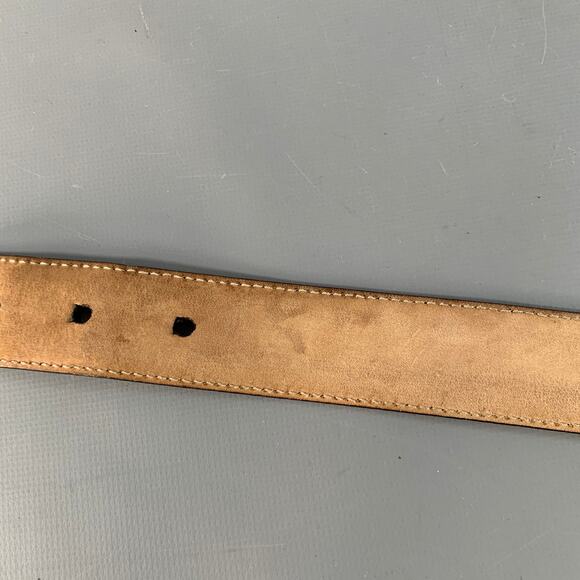 GUCCI Size 38 Black Silver Embossed Geometric Leather Belt - Picture 6 of 9